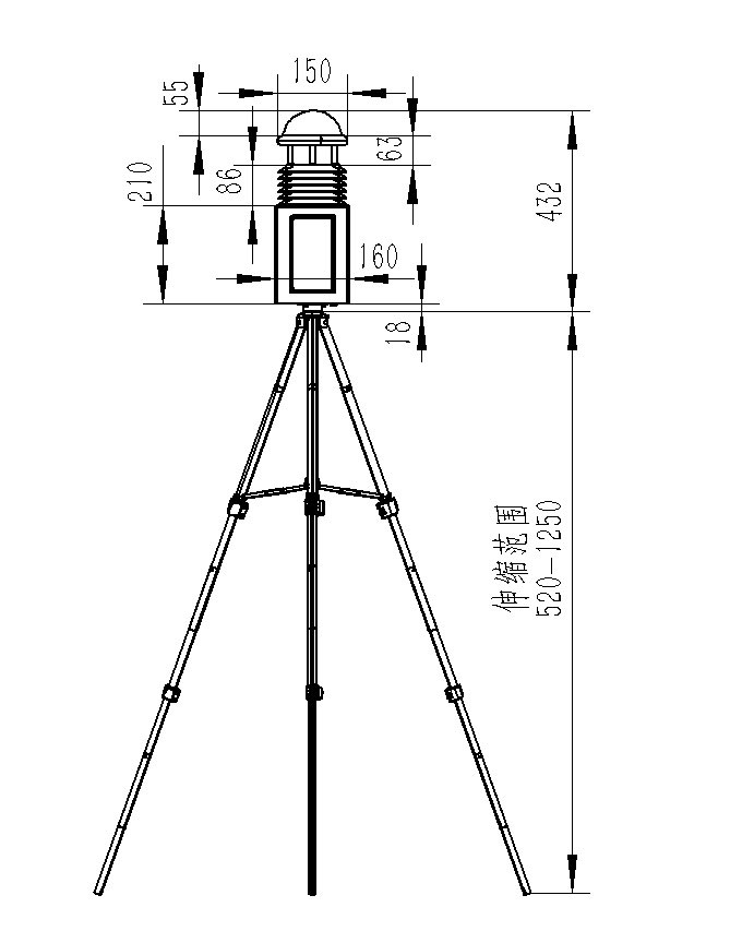 超声波一体化气象站产品尺寸图