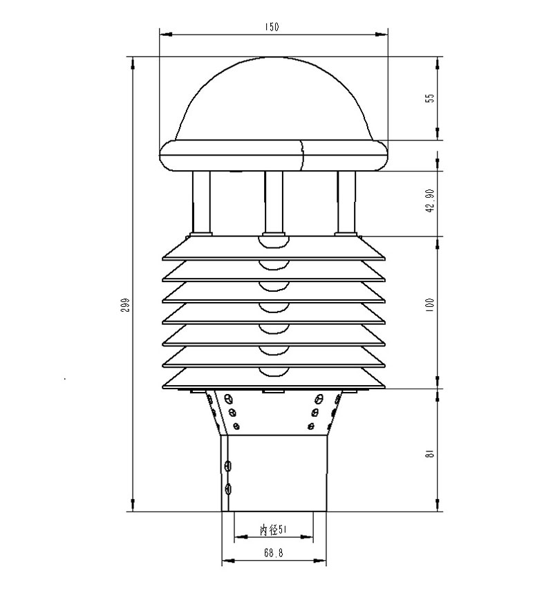 一体多要素气象传感器产品尺寸图